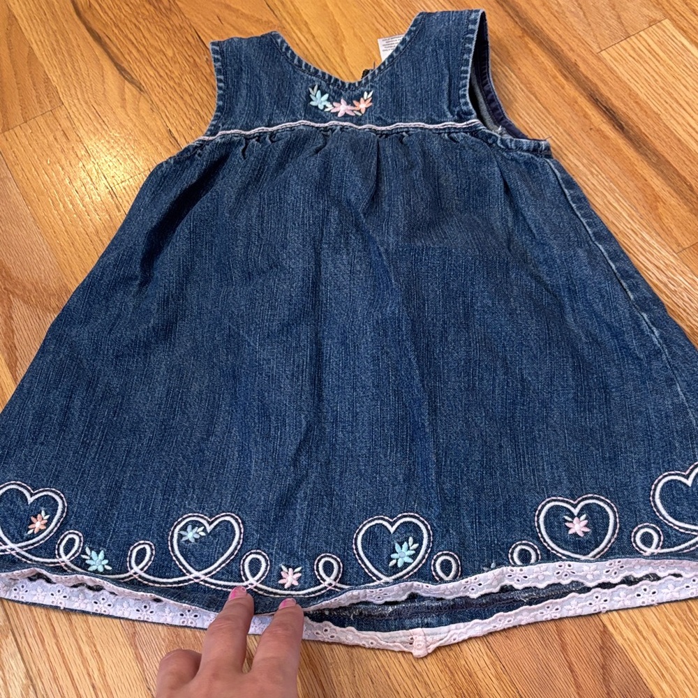 Gymboree Dark Blue Denim Dress with Pastel Embroidery